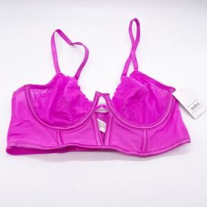 Auden Women's Lace Mesh Underwire Lingerie Corset Neon Pink Size Small